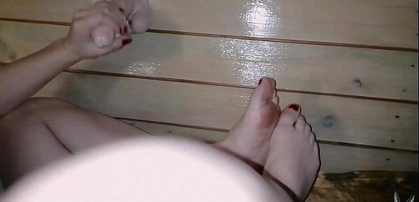  Wife Footjob and Squirting Orgasm with Dildo
